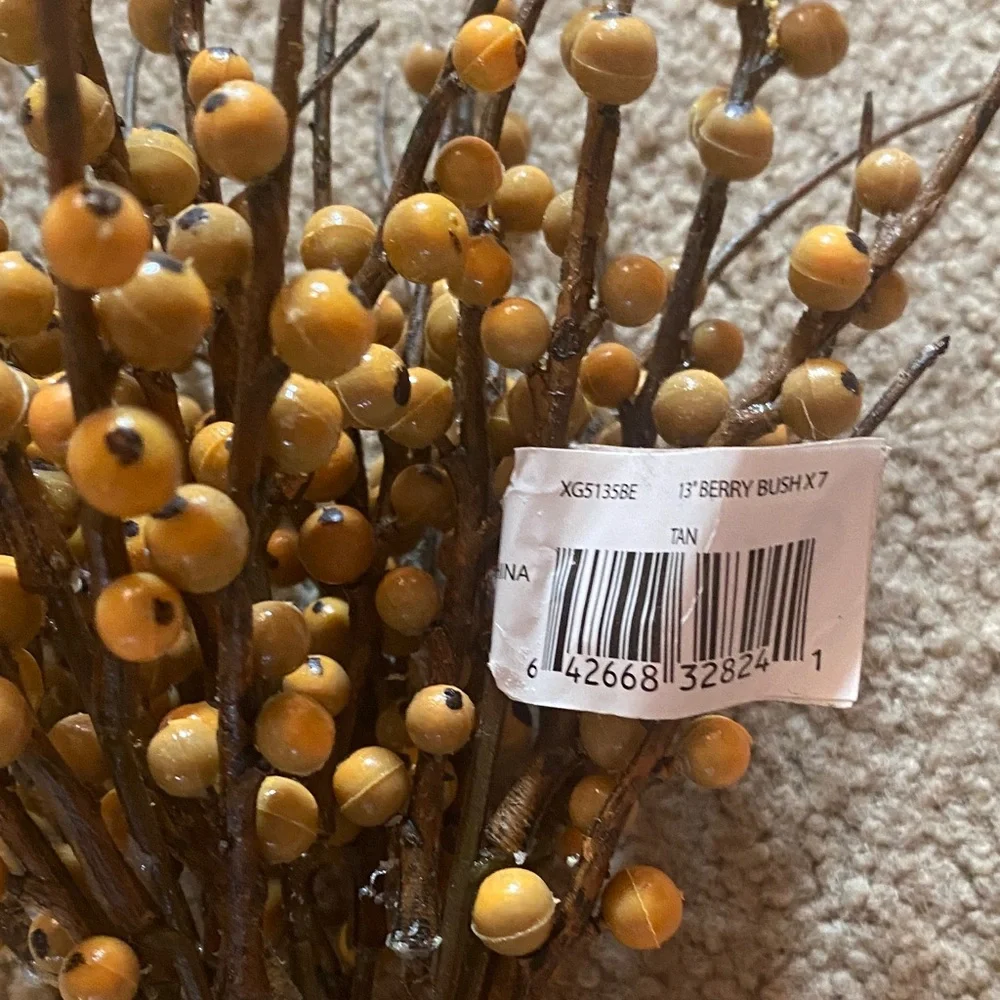 Yellow Berry Artificial Floral Spray